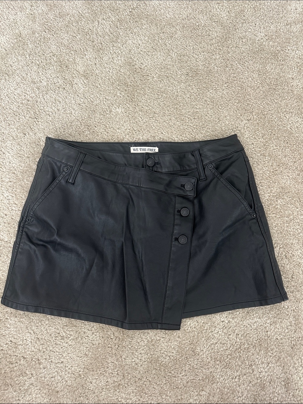 We The Free Black Faux Leather Skort